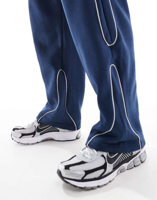 Bershka piped co-ord wide leg joggers in blue, 3 of 5