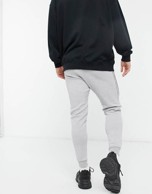 Bershka pique trackies in grey with reflective piping, 2 of 4