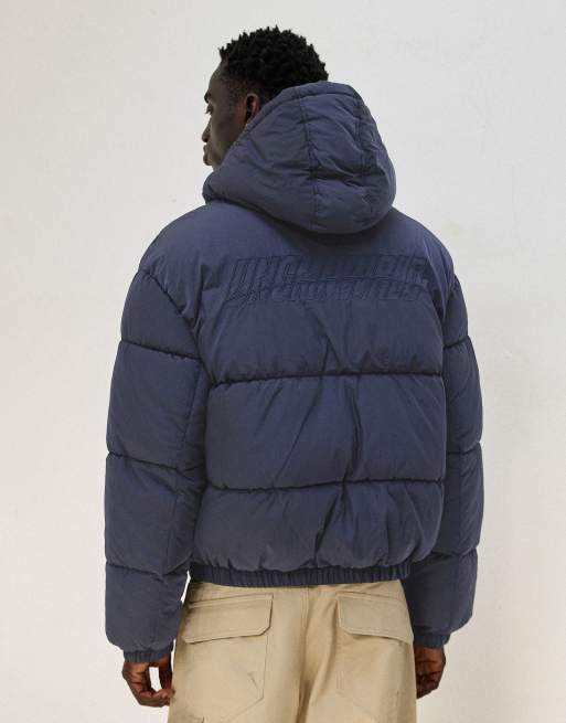 Bershka piumino con cappuccio blu navy, 3 di 6