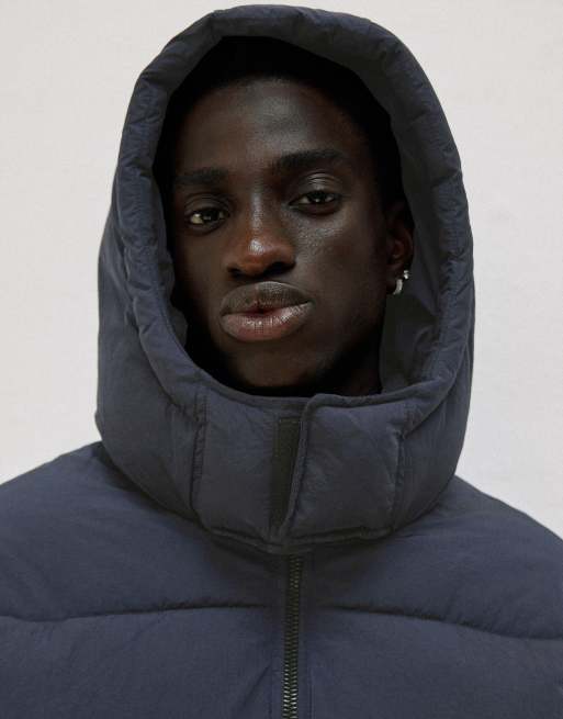 Bershka piumino con cappuccio blu navy, 5 di 6