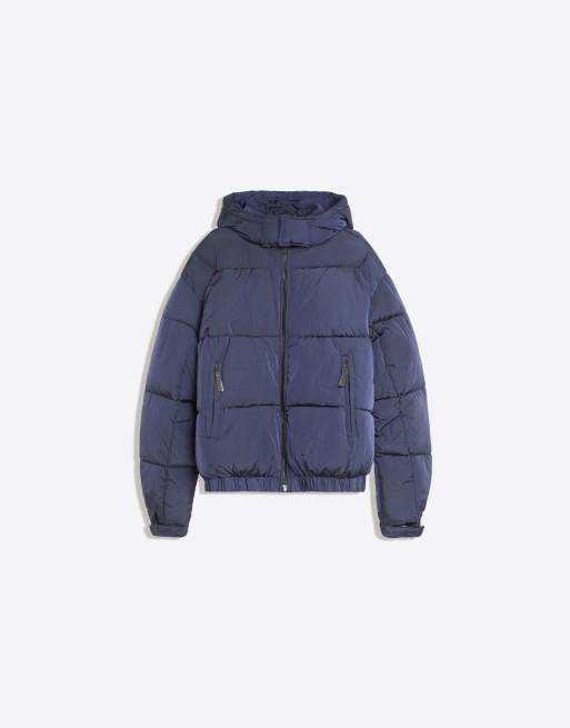 Bershka piumino con cappuccio blu navy, 6 di 6