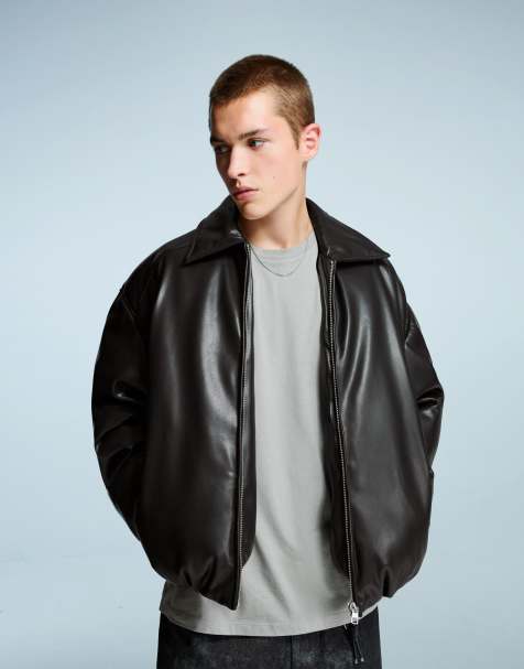 Bershka - Piumino nero in pelle sintetica - view 1