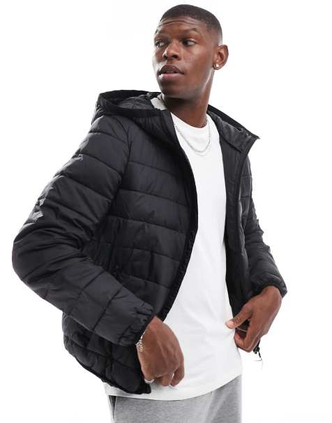 Bershka - Piumino nero leggero con cappuccio - view 1
