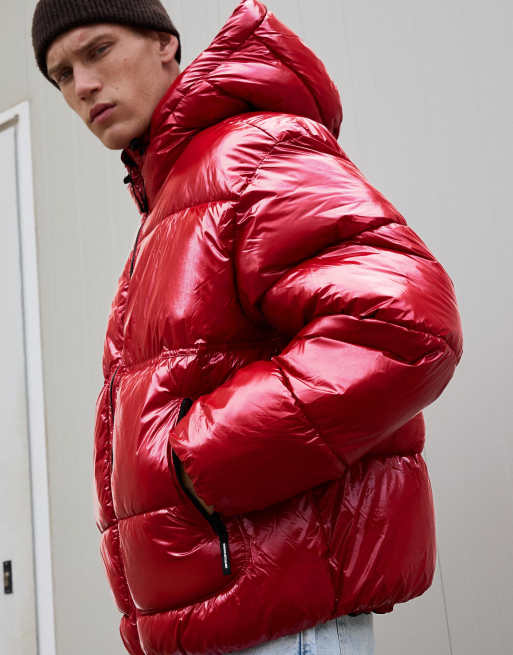 Bershka - Piumino rosso con cappuccio, 2 di 4