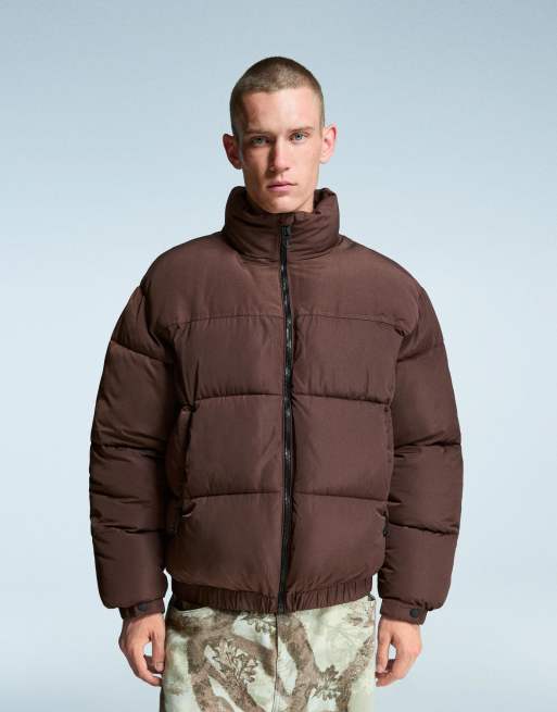 Bershka - Piumino tecnico marrone, 3 di 4