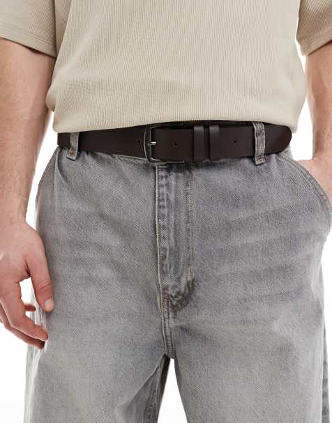 Bershka plain belt in brown - view 1