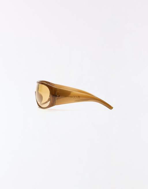 Bershka Plastic sunglasses in brown, 2 of 6