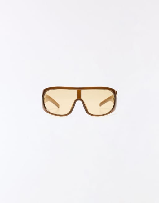 Bershka Plastic sunglasses in brown, 4 of 6