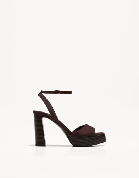Bershka – Plateau-Sandalen in Hellgelb mit hohem Absatz - view 1