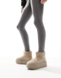 [Bershka] Bershka platform cosy boots in taupe-Neutral 39 Taupe