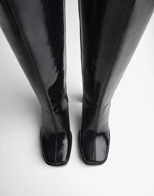 Bershka Platform heel boots in black, 5 of 5