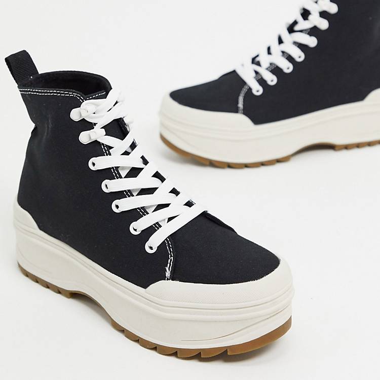 frequently continue professional Bershka platform high top canvas sneakers in black | ASOS