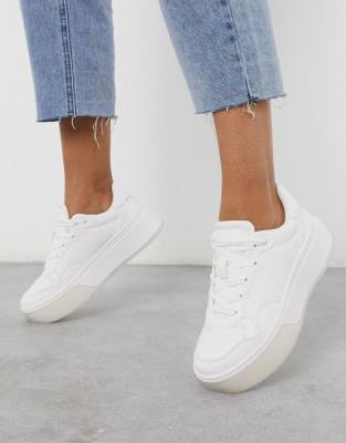 bershka white platform sneakers