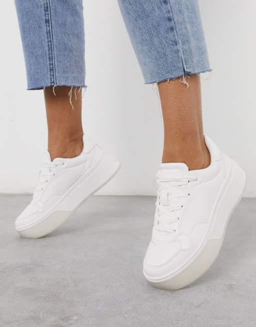 Bershka platform sneaker in white