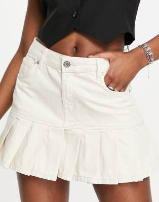 bershka pleated skirt white