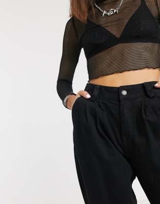 bershka pleat top slouchy trousers