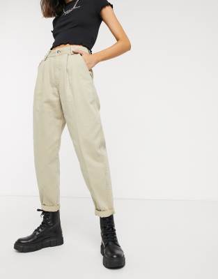 bershka pleat top slouchy trousers