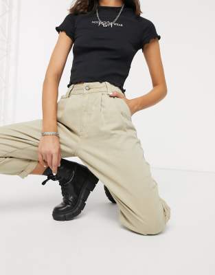 bershka pleat top slouchy trousers