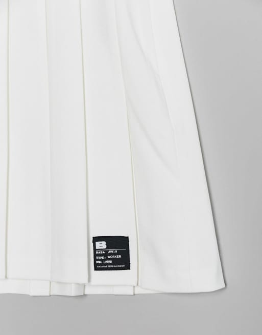 Bershka pleated mini skirt in white