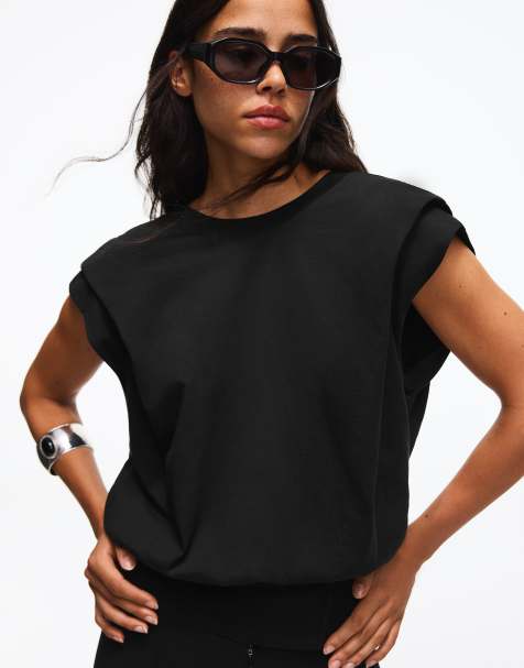 Bershka Pleated open-back bodysuit in black - view 1