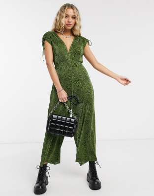 green plisse jumpsuit