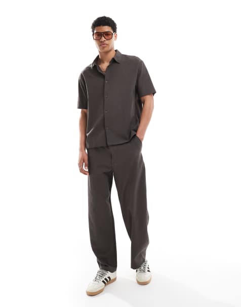 Bershka - Plissé co-ord set in antracietgrijs - view 1