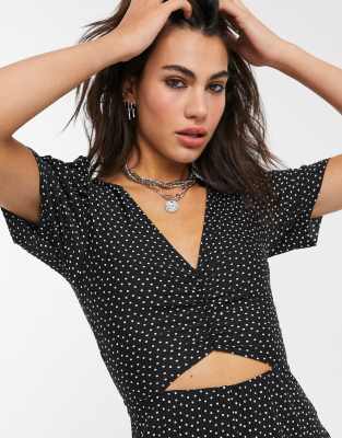 black polka dot playsuit