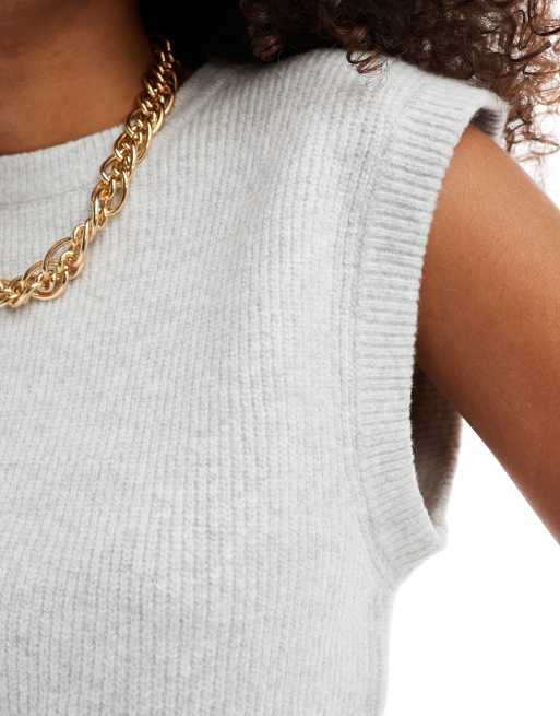 Bershka - Pluizig gebreide tanktop in grijs, 2 van 4
