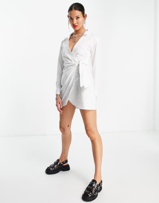 Asos white wrap outlet dress