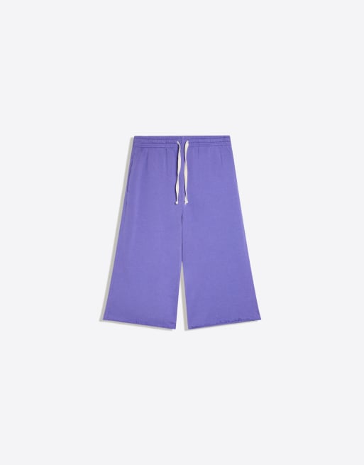 Bershka Plush bermuda shorts in purple, 5 of 5