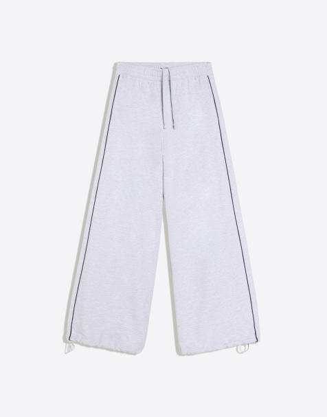Bershka Plush jogger trousers in light grey - view 1