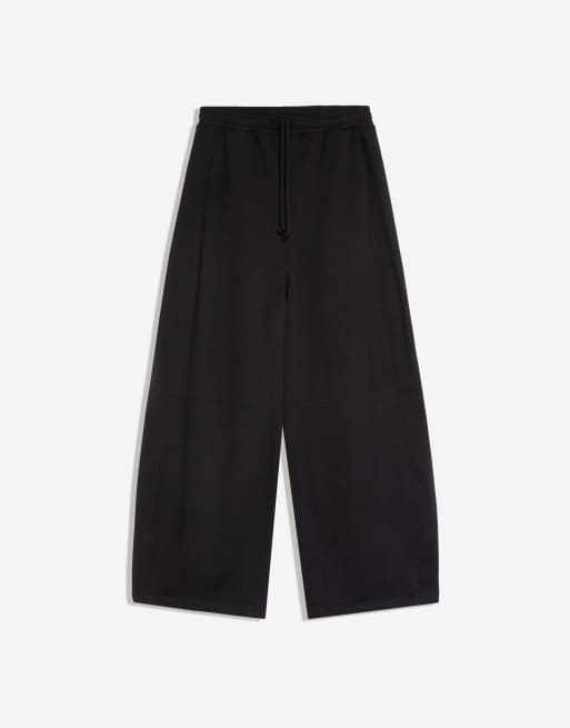 Bershka plush parachutebukser i sort, 5 af 5