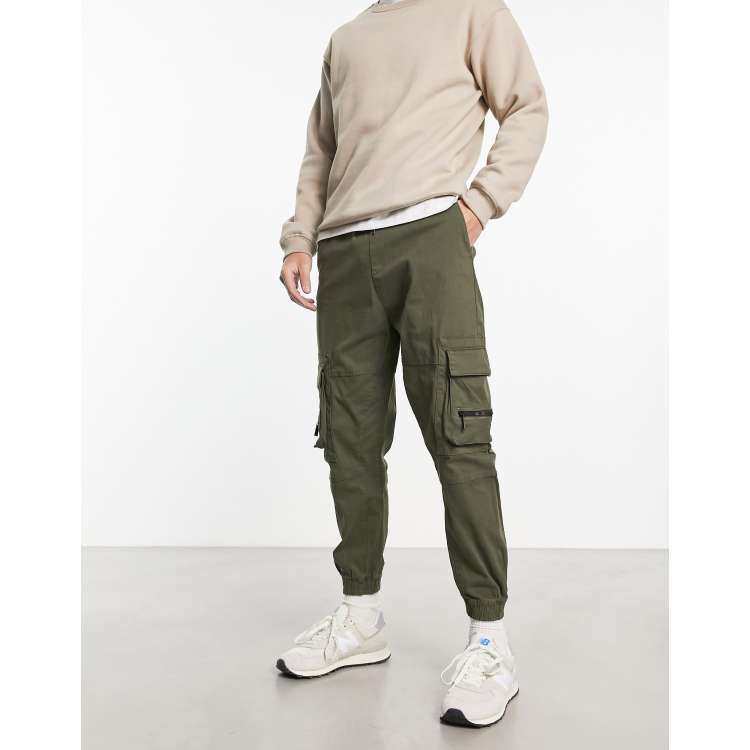 Khaki joggers best sale with pockets