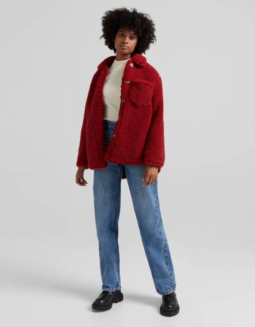 Bershka red denim clearance jacket