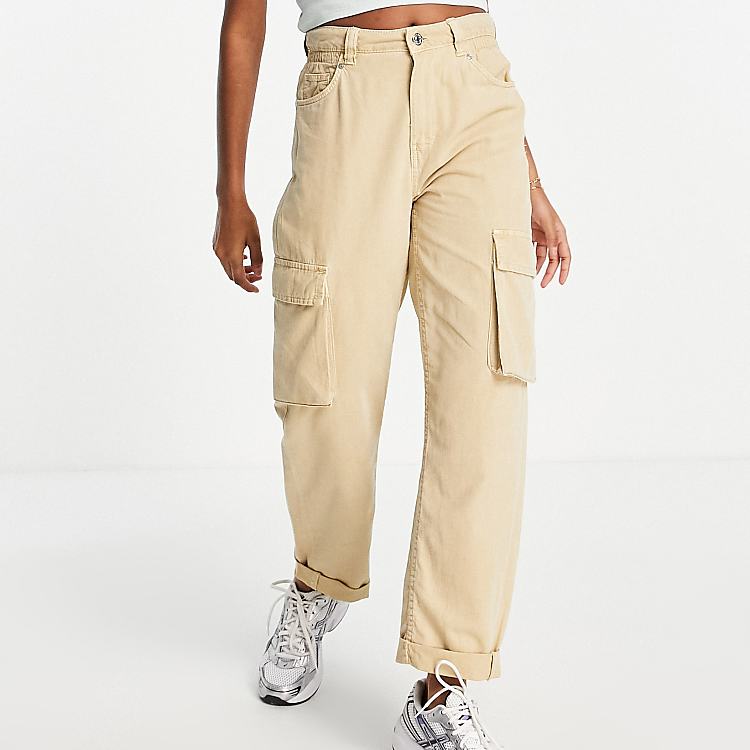 Bershka pocket detail slim leg cargo pants in light beige | ASOS Bershka pocket detail slim leg cargo pants in light beige | ASOS