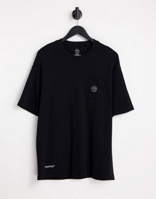Bershka pocket patch boxy fit t-shirt in black