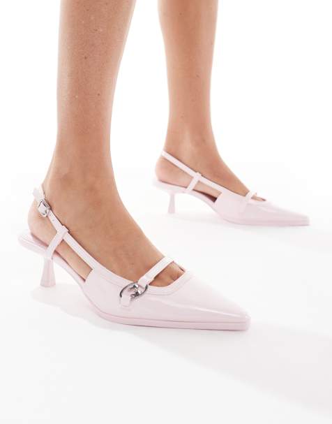 Bershka pointed heeled sandals in pink - view 1