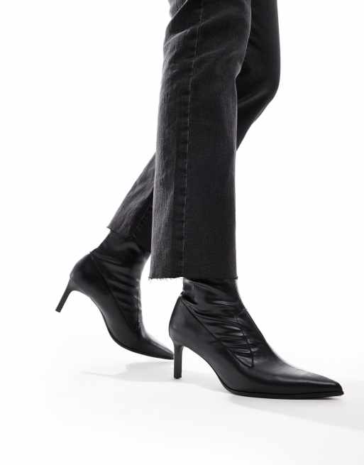 Pointed toe kitten heel boots best sale