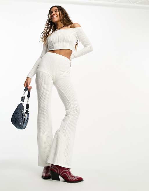 Leset Boxer Pointelle-knit Cotton Pants in White