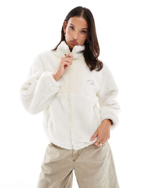 Bershka - Polaire zippée en imitation peau de mouton - Écru - view 1