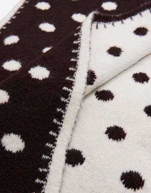 Bershka Polka dot scarf in ecru, 2 of 3