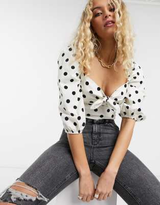 polka dot front tie top