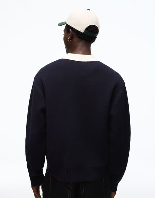 Bershka - Polo en maille brodée - Bleu, 5 de 6