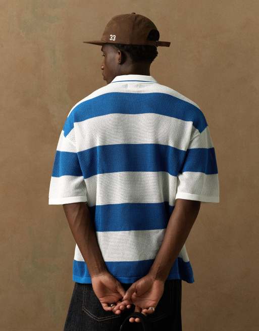 Bershka - Polo en tulle avec empiècements - Bleu, 2 de 5