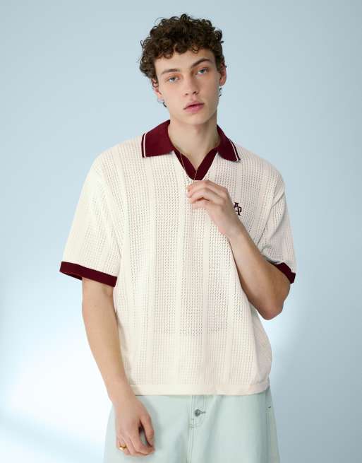 Bershka - Polo imprimé à manches courtes - Blanc, 4 de 5