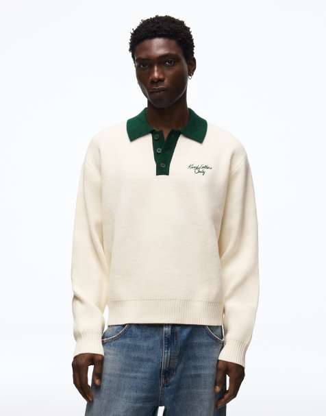 Bershka Polo-Pullover in Cremeweiß - view 1