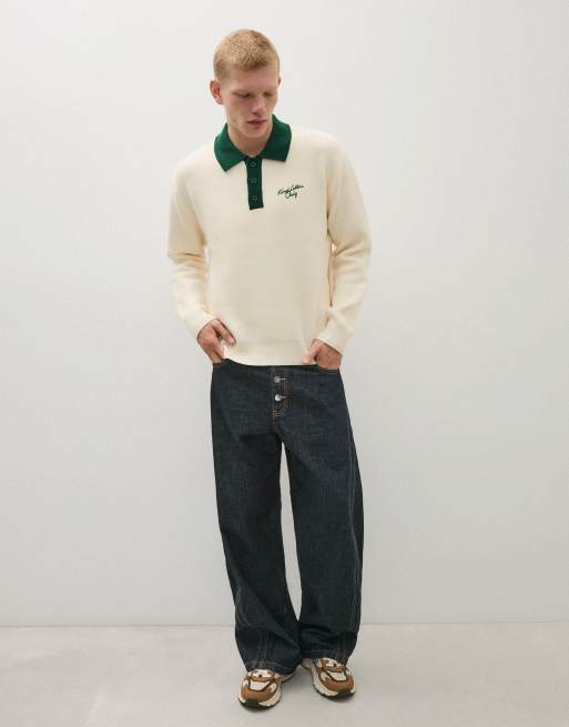 Bershka Polo-Pullover in Cremeweiß, 6 von 6