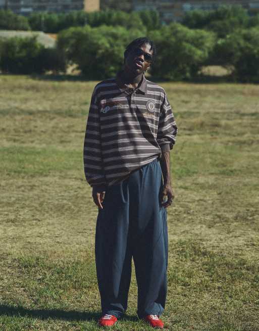 Bershka polo rayé à manches longues en gris délavé, 3 de 7