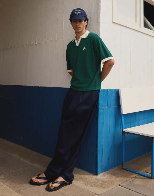Bershka - Poloshirt met korte mouwen en print in groen, 4 van 4