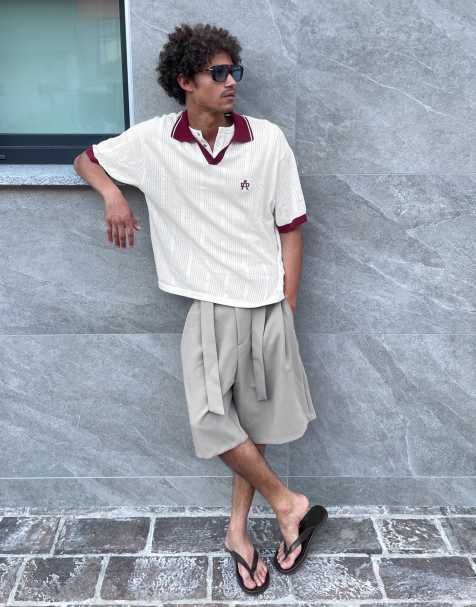 Bershka - Poloshirt met korte mouwen en print in wit - view 1